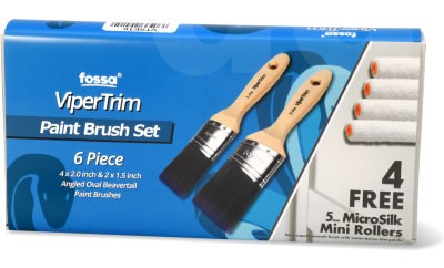 Fossa ViperTrim 6pc Angled Oval Beavertail Paint Brush Set with free MicroSilk mini rollers Fossa ViperTrim 6pc Angled Oval Beavertail Paint Brush Set with free MicroSilk mini rollers