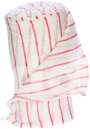 Bleached White / Red Striped Cotton Stockinette