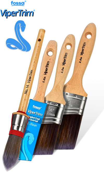 Fossa ViperTrim 3pc Angled Beavertail Paint Brush Set - plus Free ViperTrim Round Sash Brush