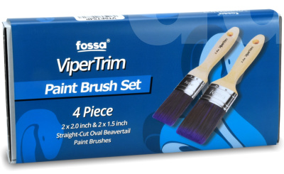 Fossa ViperTrim 4pc Straight Cut Oval Beavertail Paint Brush Set 