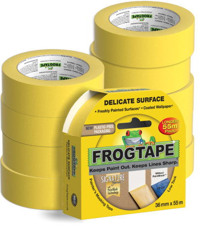 10 rolls x 36mm FrogTape Yellow Delicate-Surface Masking Tape