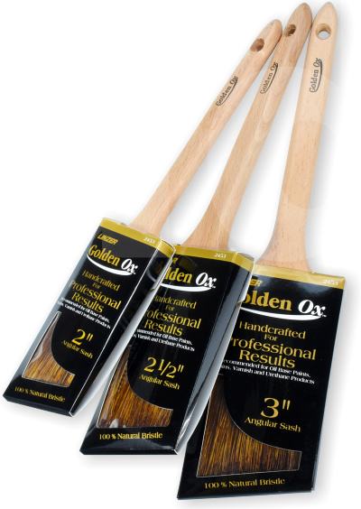 Linzer 3pc Golden Ox Thin Angle Sash Paint Brush Set (1 x 2; 1 x 2.5; 1 x 3 in)