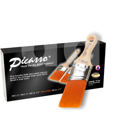 Proform Picasso 3pc Paint Brush Set + Free Bull (PIC1-2, PIC1-3, PIC11-1.5, PIC5-1.5) Proform Picasso 3pc Paint Brush Set + Free Bull (PIC1-2, PIC1-3, PIC11-1.5, PIC5-1.5)