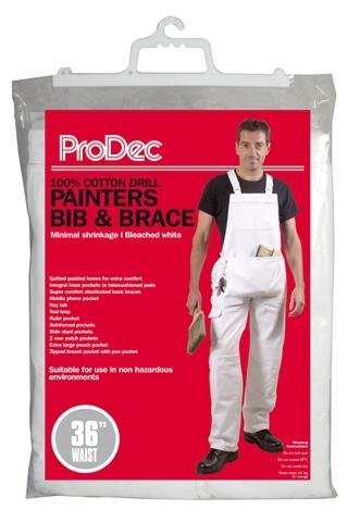 Prodec Bib and Braces - White Cotton Drill.