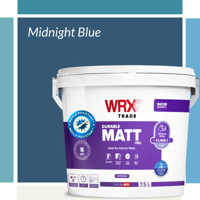 WRX Scrubbable Matt Midnight Blue Mould Resistant Emulsion Paint 