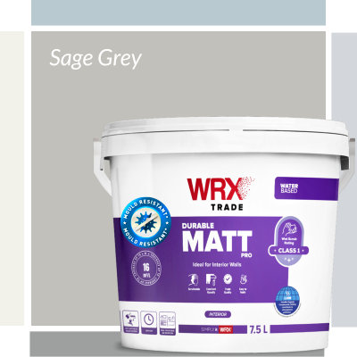 WRX Scrubbable Matt Sage Grey Mould Resistant Emulsion Paint