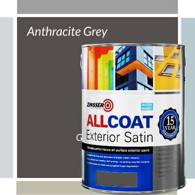Zinsser Allcoat Satin Anthracite Grey All Surface Paint