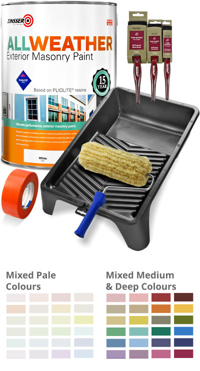 5L Zinsser White Masonry Paint Kit - All Weather Pliolite